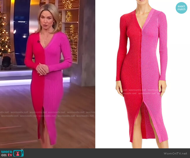 Staud Shoko Dress in Lava/Peony worn by Amy Robach on Good Morning America