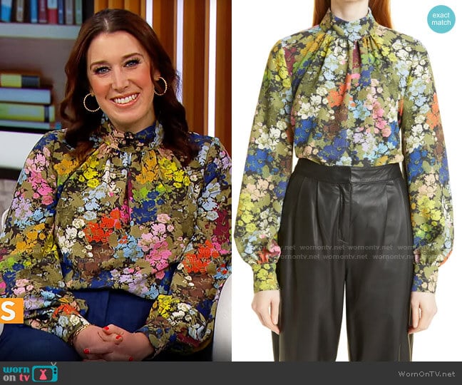 Stine Goya Eddy Floral Print Top worn by Sarah Gelman on CBS Mornings