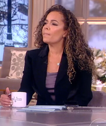 Sunny’s black mixed media blazer on The View