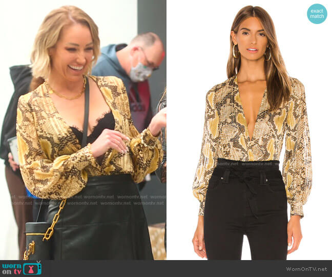 Superdown Aliza Bodysuit worn by Mary Fitzgerald on Selling Sunset