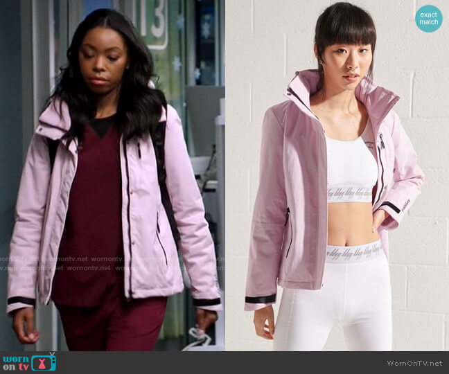 Superdry Hurricane Jacket in Orchid worn by Vanessa Taylor (Asjha Cooper) on Chicago Med
