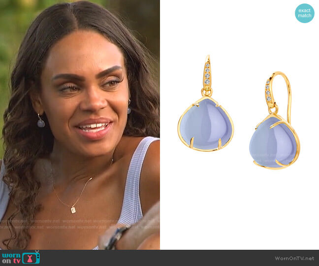 Syna Mogul Heart and Diamond Earrings worn by Michelle Young on The Bachelorette