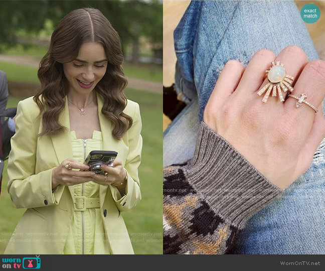 Tana Chung Opal Ring worn by Emily Cooper (Lily Collins) on Emily in Paris