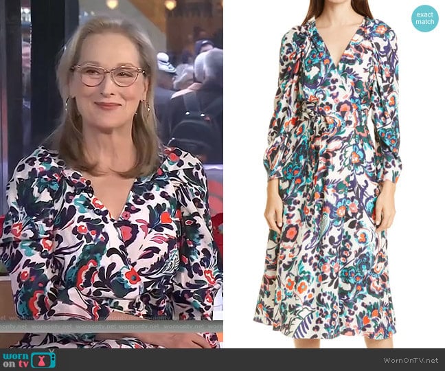 Tanya Taylor Justine Floral Long Sleeve Silk Dress
