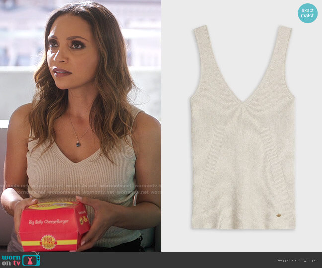 Ted Baker Niyalia Tank in Natural worn by Cecile Horton (Danielle Nicolet) on The Flash