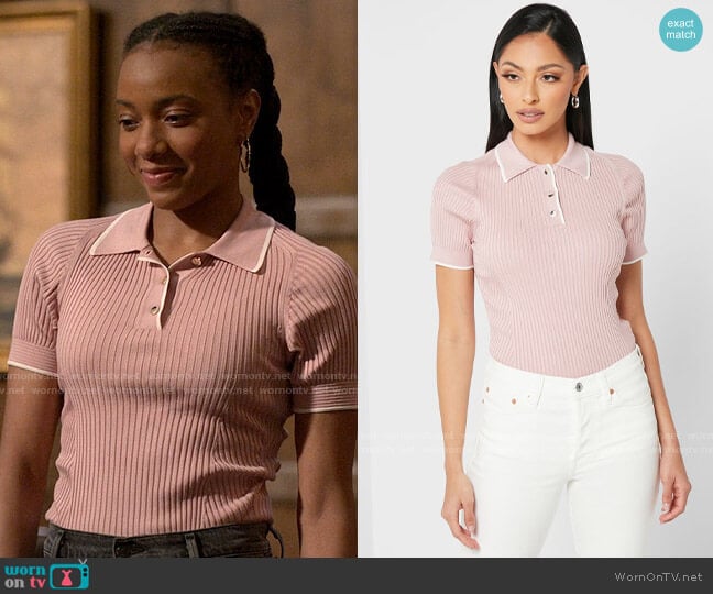 Ted Baker Jayydah Knitted Polo Sweater worn by Whitney Chase (Alyah Chanelle Scott) on The Sex Lives of College Girls