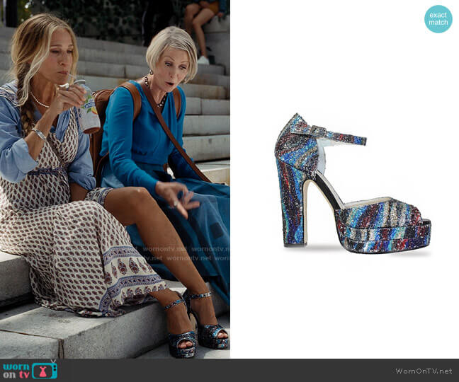 Terry de Havilland Lena Non Stop Disco Sandal worn by Carrie Bradshaw (Sarah Jessica Parker) on And Just Like That