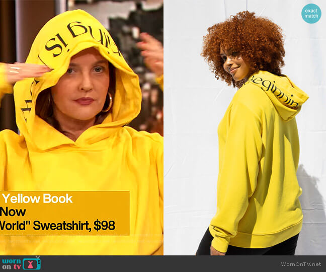 Beginning is Now The Begin Around the World Hoodie worn by Drew Barrymore on The Drew Barrymore Show