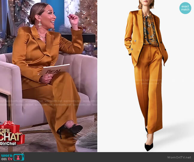 The Fold Almeida Satin Jacket worn by Adrienne Houghton on The Real