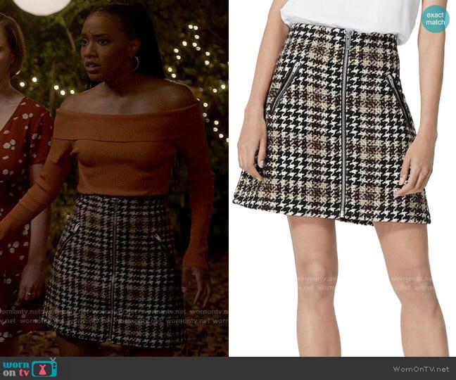 The Kooples Tweed Skirt worn by Whitney Chase (Alyah Chanelle Scott) on The Sex Lives of College Girls