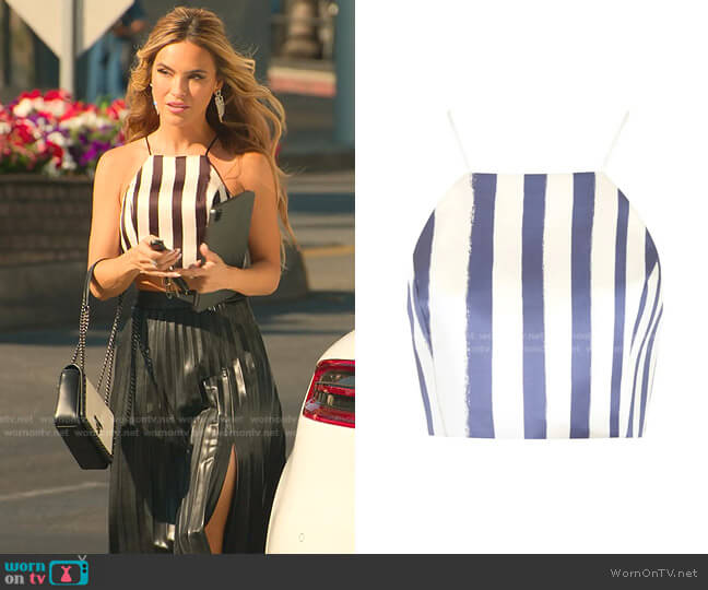 Topshop Stripe Crop Top worn by Chrishell Stause on Selling Sunset