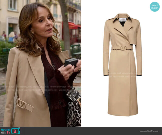 Valentino Cotton Gabardine Trench worn by Sylvie (Philippine Leroy-Beaulieu) on Emily in Paris