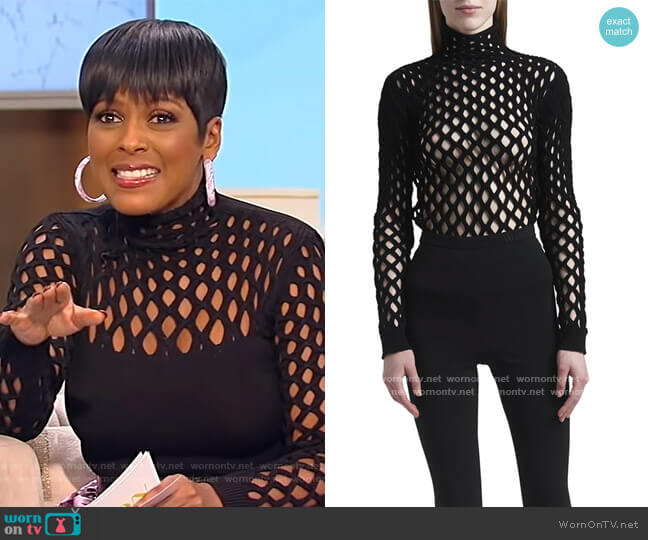 Valentino Mesh Turtleneck Top worn by Tamron Hall on Tamron Hall Show