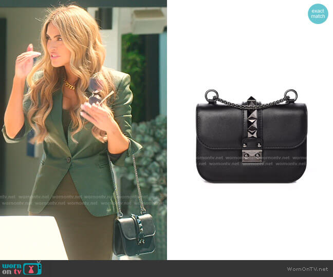 Valentino Vitello Small Glam Lock Rockstud Flap Bag worn by Chrishell Stause on Selling Sunset