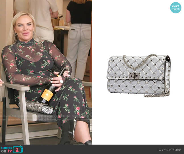 Valentino Specchio Rockstud Spike Quilted Leather Clutch worn by Heather Gay on The Real Housewives of Salt Lake City