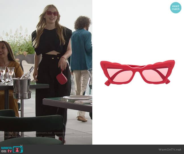 Valentino Cat-eye Frame Sunglasses worn by Camille (Camille Razat) on Emily in Paris