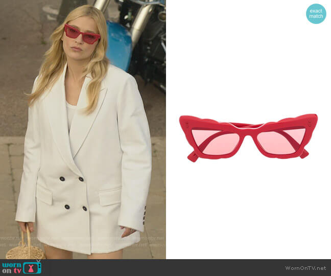 Valentino Cat-eye Frame Sunglasses worn by Camille (Camille Razat) on Emily in Paris