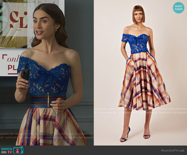 Vassilis Zoulias Patricia Dress worn by Emily Cooper (Lily Collins) on Emily in Paris