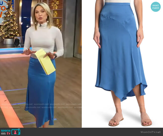 Veronica Beard Autumn Asymmetrical Hem Skirt worn by Amy Robach on Good Morning America