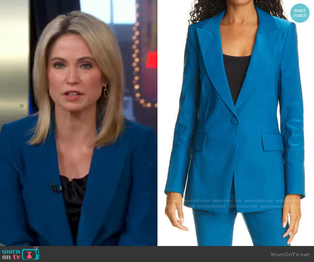 Veronica Beard Long & Lean Dickey Jacket worn by Amy Robach on Good Morning America
