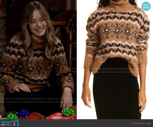 Veronica Beard Chiana Sweater worn by Hope Logan (Annika Noelle) on The Bold and the Beautiful