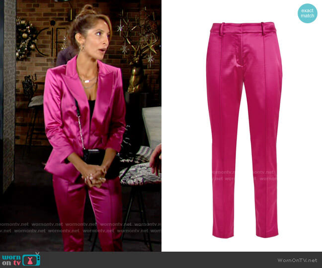 Veronica Beard Lago Satin Trousers worn by Lily Winters (Christel Khalil) on The Young and the Restless
