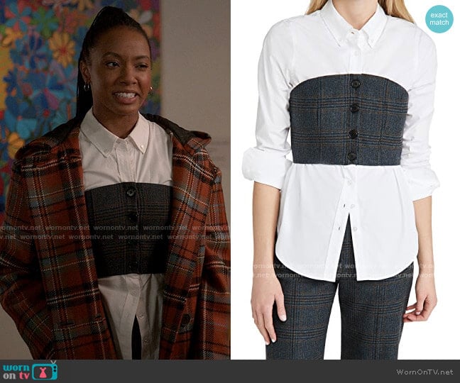 Veronica Beard Miki Blouse worn by Whitney Chase (Alyah Chanelle Scott) on The Sex Lives of College Girls