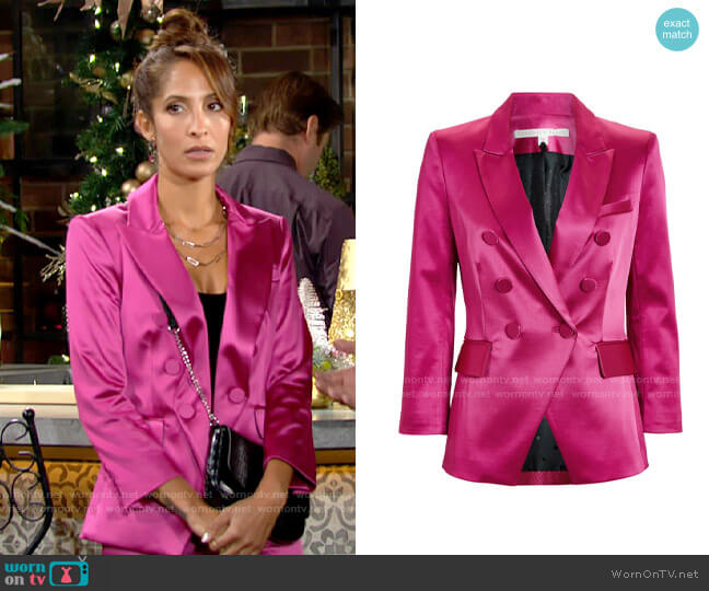 Veronica Beard Empire Satin Blazer worn by Lily Winters (Christel Khalil) on The Young and the Restless