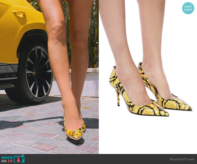 Versace Baroque Print Pumps worn by Christine Quinn on Selling Sunset