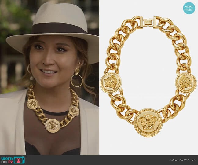 Versace Medusa chain necklace worn by Mindy Chen (Ashley Park) on Emily in Paris