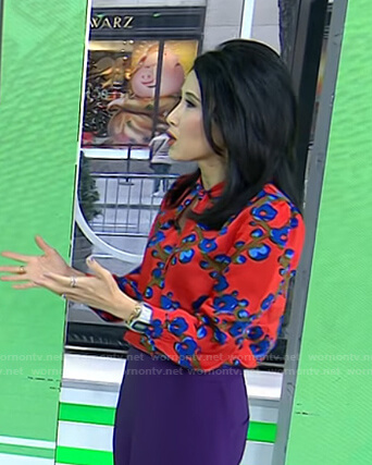 Vicky’s red floral tie neck top on Today