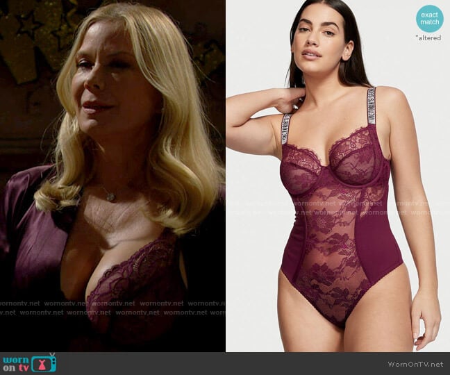 Victorias Secret Lace Teddy worn by Brooke Logan (Katherine Kelly Lang) on The Bold and the Beautiful