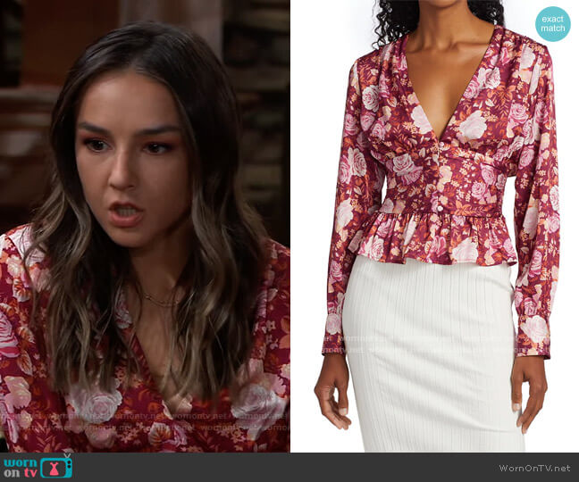 Wayf Floral Peplum Top worn by Kristina Corinthos (Lexi Ainsworth) on General Hospital