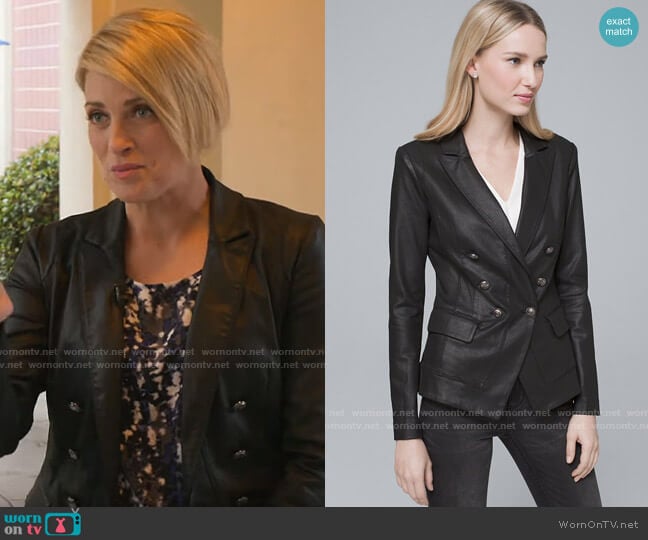 White House Black Market Coated Trophy Jacket worn by Jamie Yuccas on CBS Mornings
