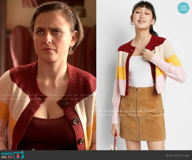 Wild Fable Striped Cardigan worn by Kimberly Finkle (Pauline Chalamet) on The Sex Lives of College Girls