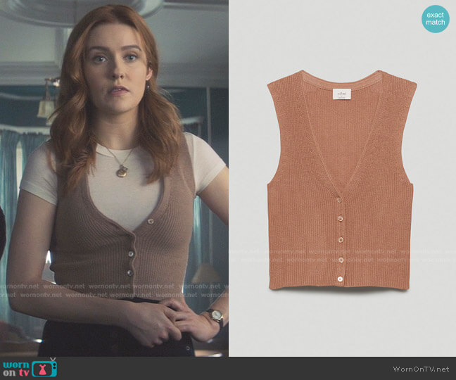Wilfred Button-Up Wool Sweater Vest worn by Nancy Drew (Kennedy McMann) on Nancy Drew