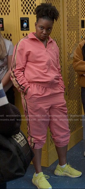 Willow’s pink track suit on The Sex Lives of College Girls