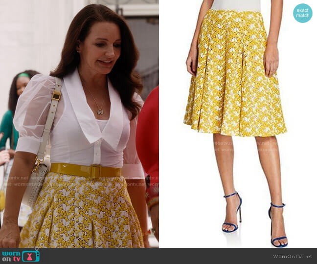 Zac Posen Floral Skirt worn by Charlotte York (Kristin Davis) on And Just Like That