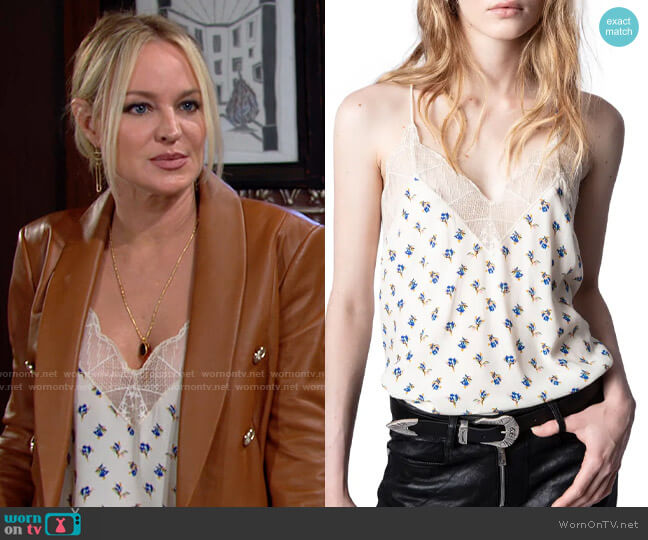 Zadig & Voltaire Christy Camisole in Vanille worn by Sharon Newman (Sharon Case) on The Young and the Restless
