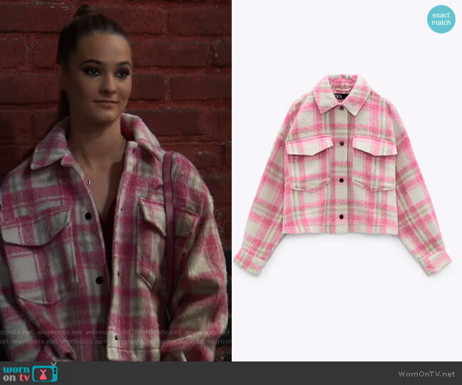 Zara Cropped Plaid Overshirt worn by Esme (Avery Kristen Pohl) on General Hospital