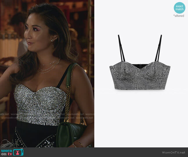 その他 Emily WornOnTV: Mindy's crystal embellished bustier top on Emily