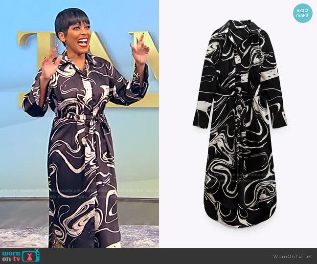 Zara Printed Shirt Dress worn by Tamron Hall on Tamron Hall Show