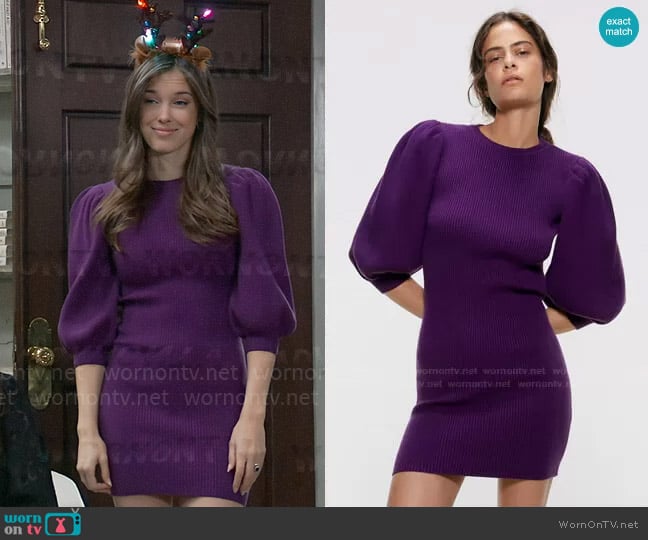 Zara Puffy Sleeved Dress worn by Willow Tait (Katelyn MacMullen) on General Hospital