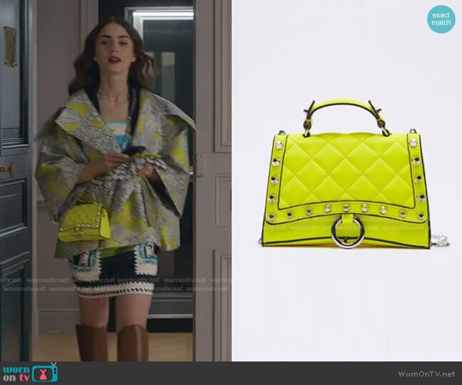 Zara Studded City Bag worn by Emily Cooper (Lily Collins) on Emily in Paris