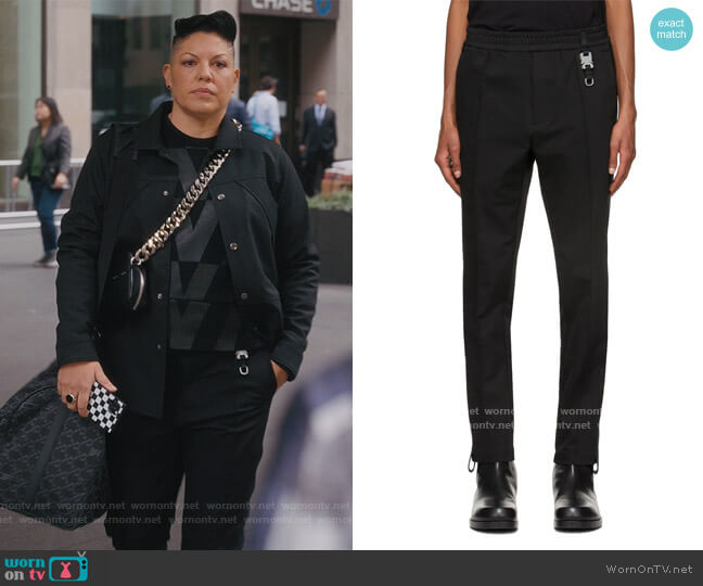 1017 ALYX 9SM Black Metal Buckle 1 Track Pants worn by Che Diaz (Sara Ramirez) on And Just Like That