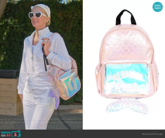 3am Holographic Mermaid Squad Backpack worn by Paris Hilton on Paris in Love