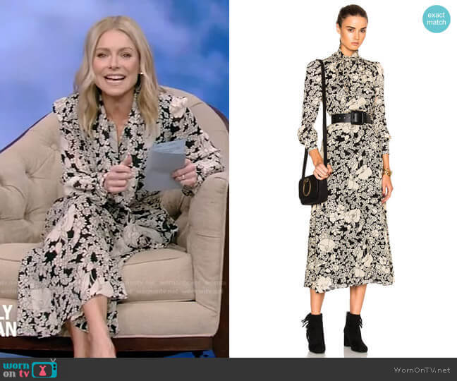 Saint Laurent 70s Floral Long Dress worn by Kelly Ripa on Live with Kelly and Mark