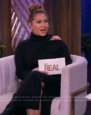 Adrienne’s black turtleneck cutout dress on The Real