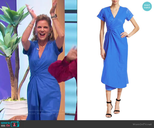 A.L.C. Edie Linen-Blend Wrap Midi Dress worn by Natalie Morales on The Talk