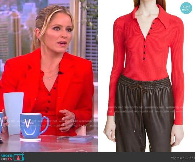 A.L.C. Lance Ribbed Top worn by Sara Haines on The View